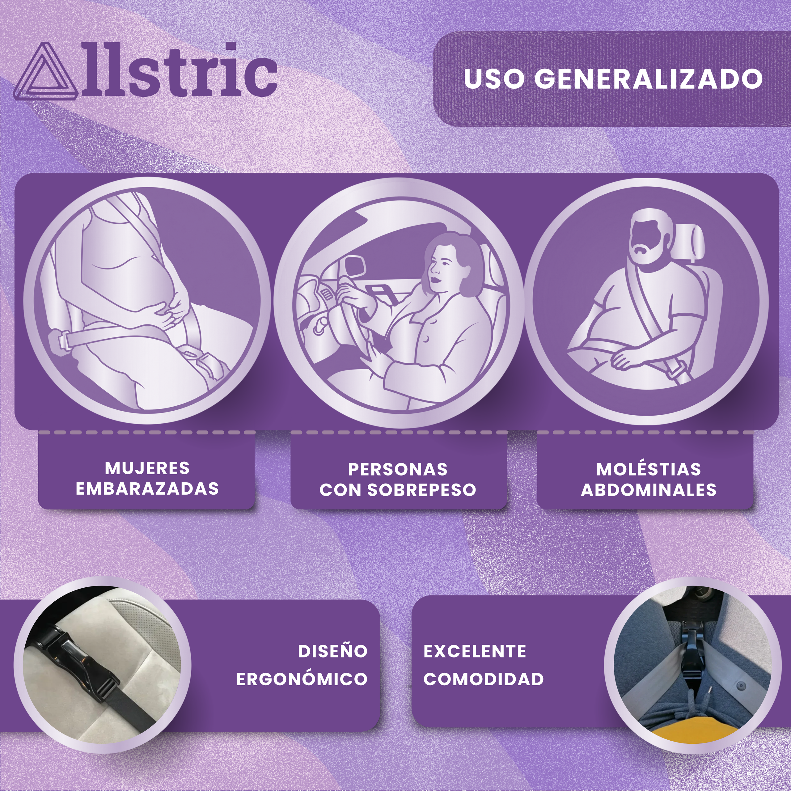 Allstric® Pack Cinturon Embarazada Coche Homologado
