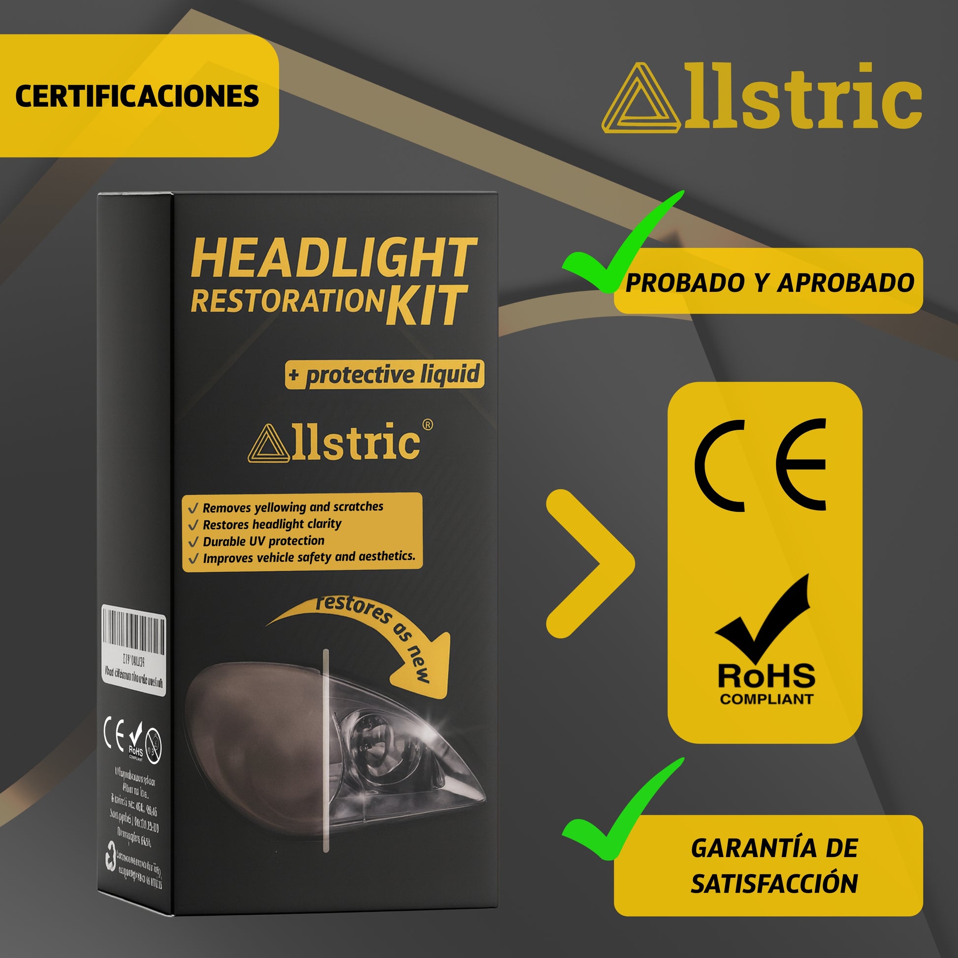 Allstric Kit Profesional Pulir Faros Coche
