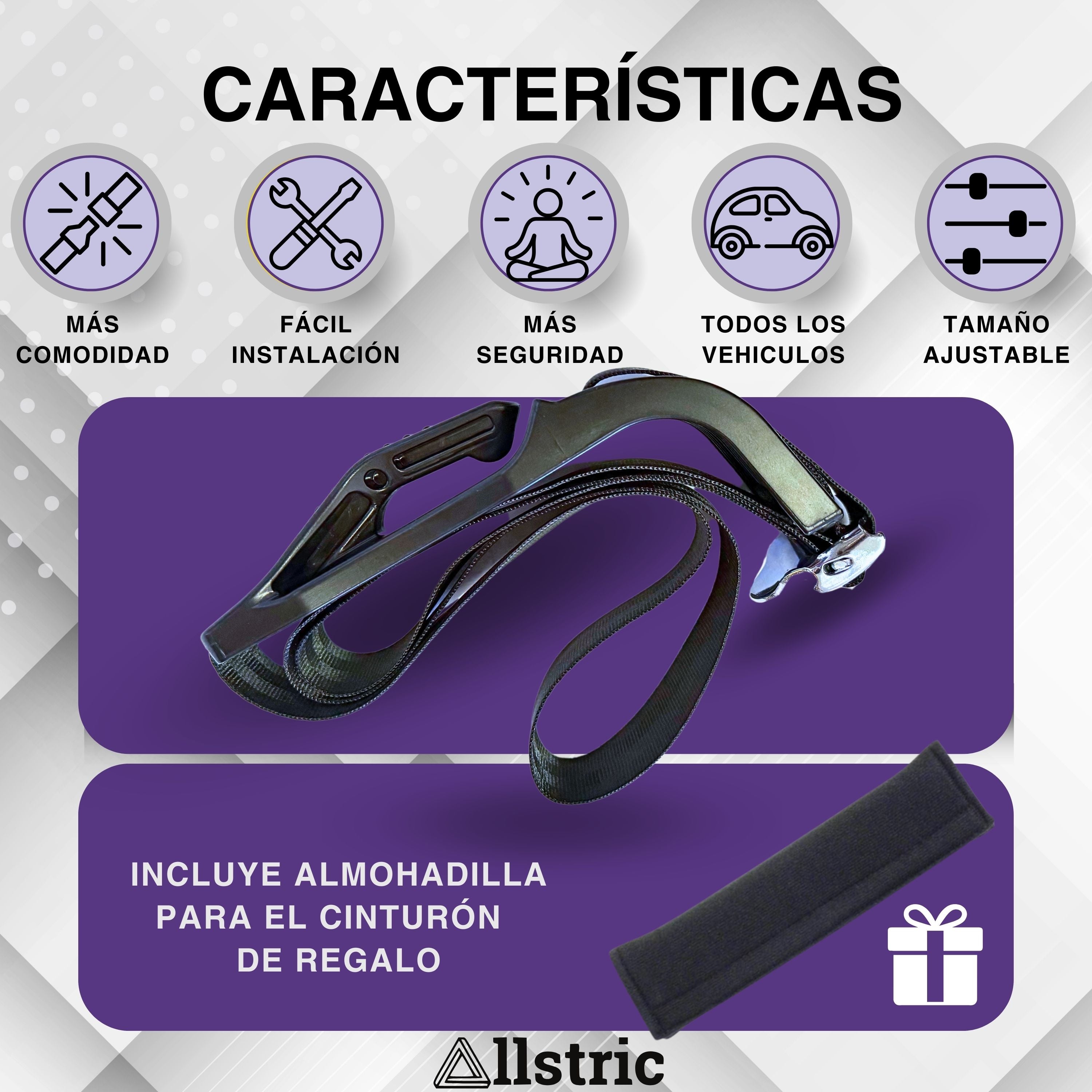 Allstric® Pack Cinturon Embarazada Coche Homologado