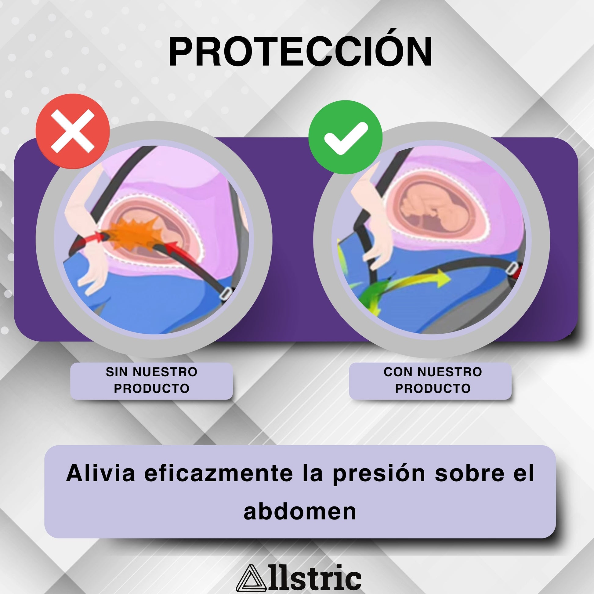 Allstric® Pack Cinturon Embarazada Coche Homologado