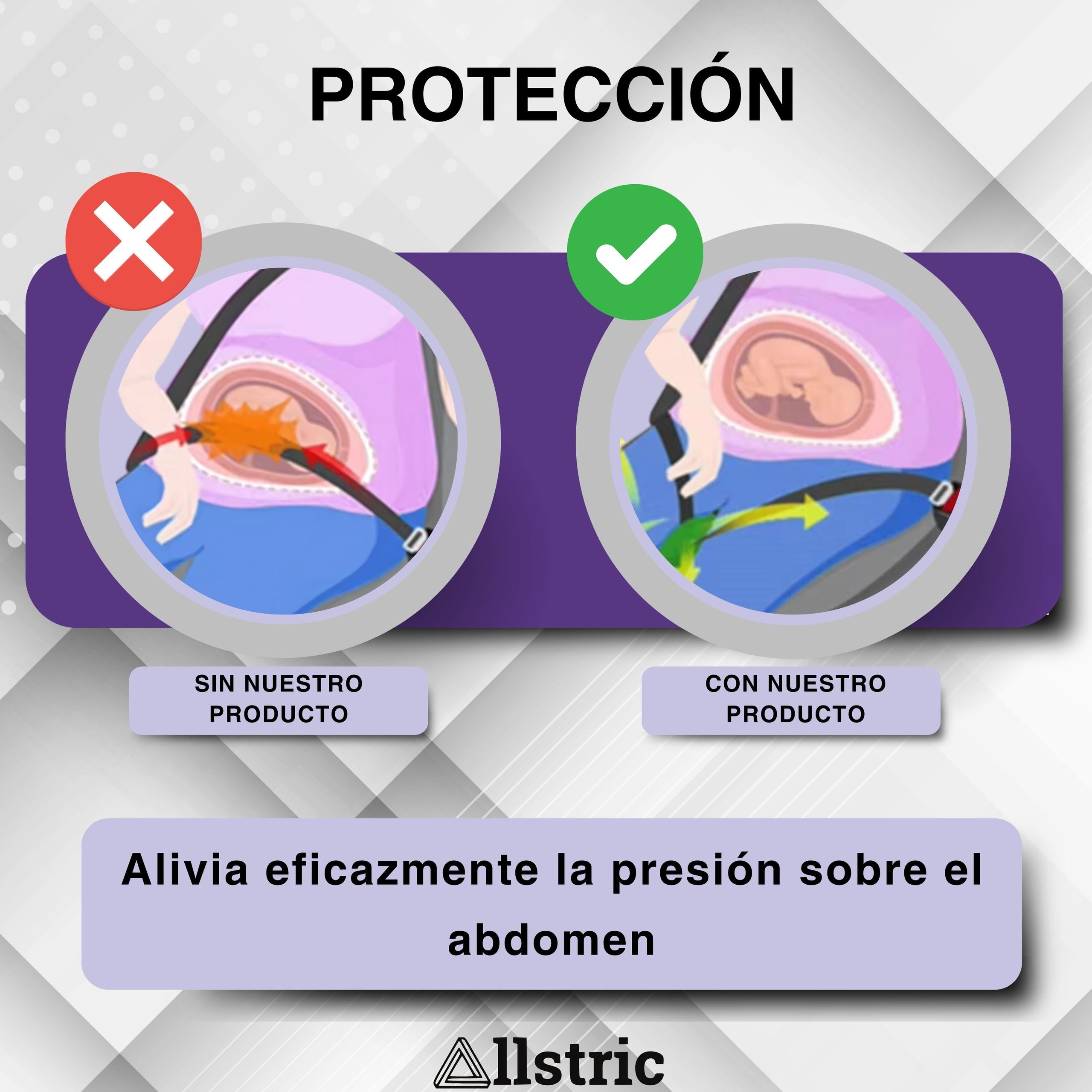 Allstric® Pack Cinturon Embarazada Coche Homologado