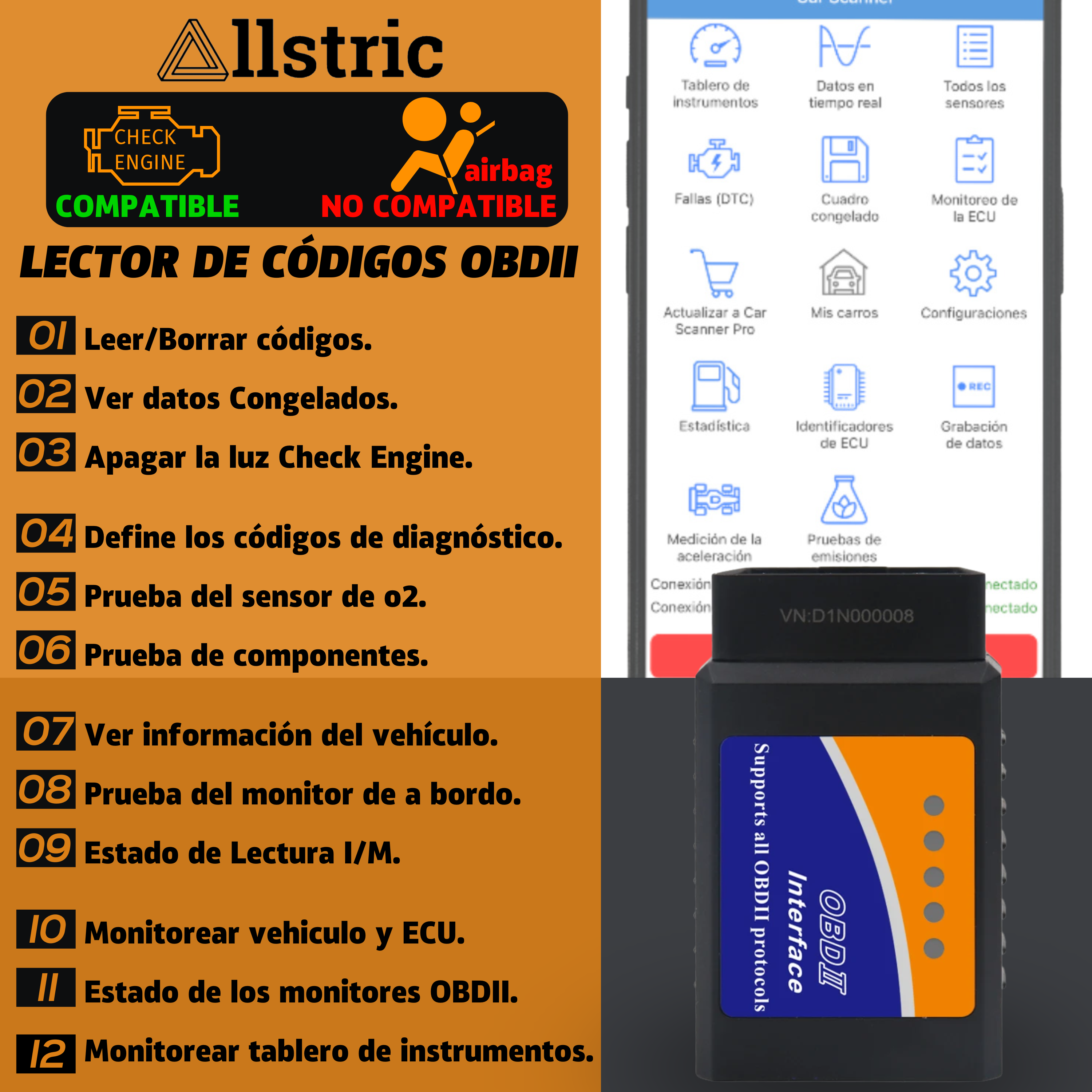 Allstric️ OBD2 Interface Herramienta de Diagnosis