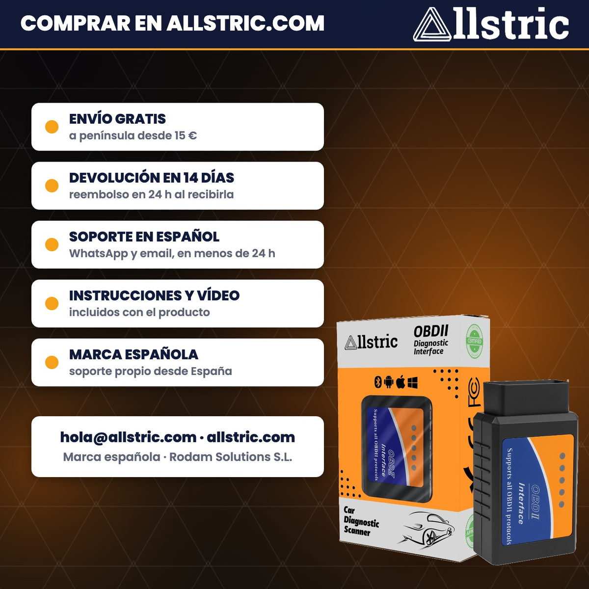 <strong>Interface OBD2 Allstric</strong><br> Sachez ce qui ne va pas avec votre voiture avant que le mécanicien ne vous le dise